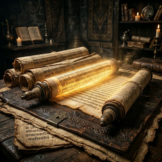 Ancient Sanskrit scrolls